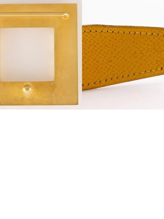 HERMES Medor belt reversible vintage Red / yellow leather Women